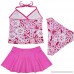 dPois Girls' Summer Flower Pattern Three-Piece Set Tankini Swimsuit Swimwear Bathing Suit Hot Pink B07C5TXJ9V